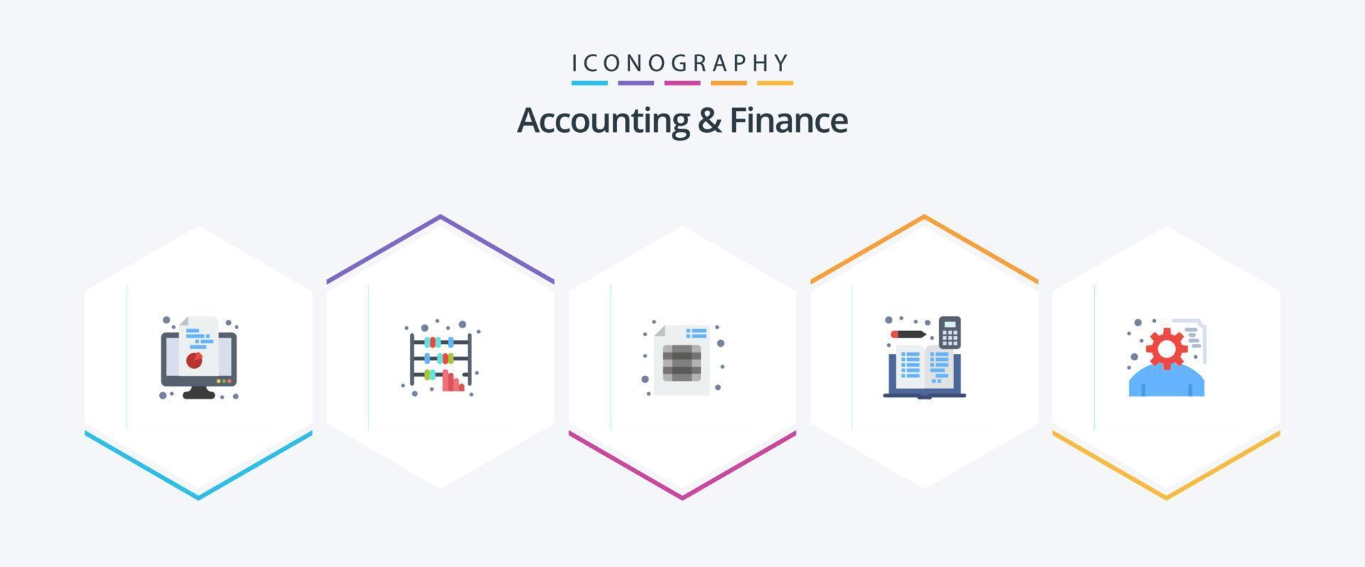 comptabilité et finance pack de 25 icônes plates comprenant un livre. mathématiques. bureau. calculatrice. entreprise vecteur