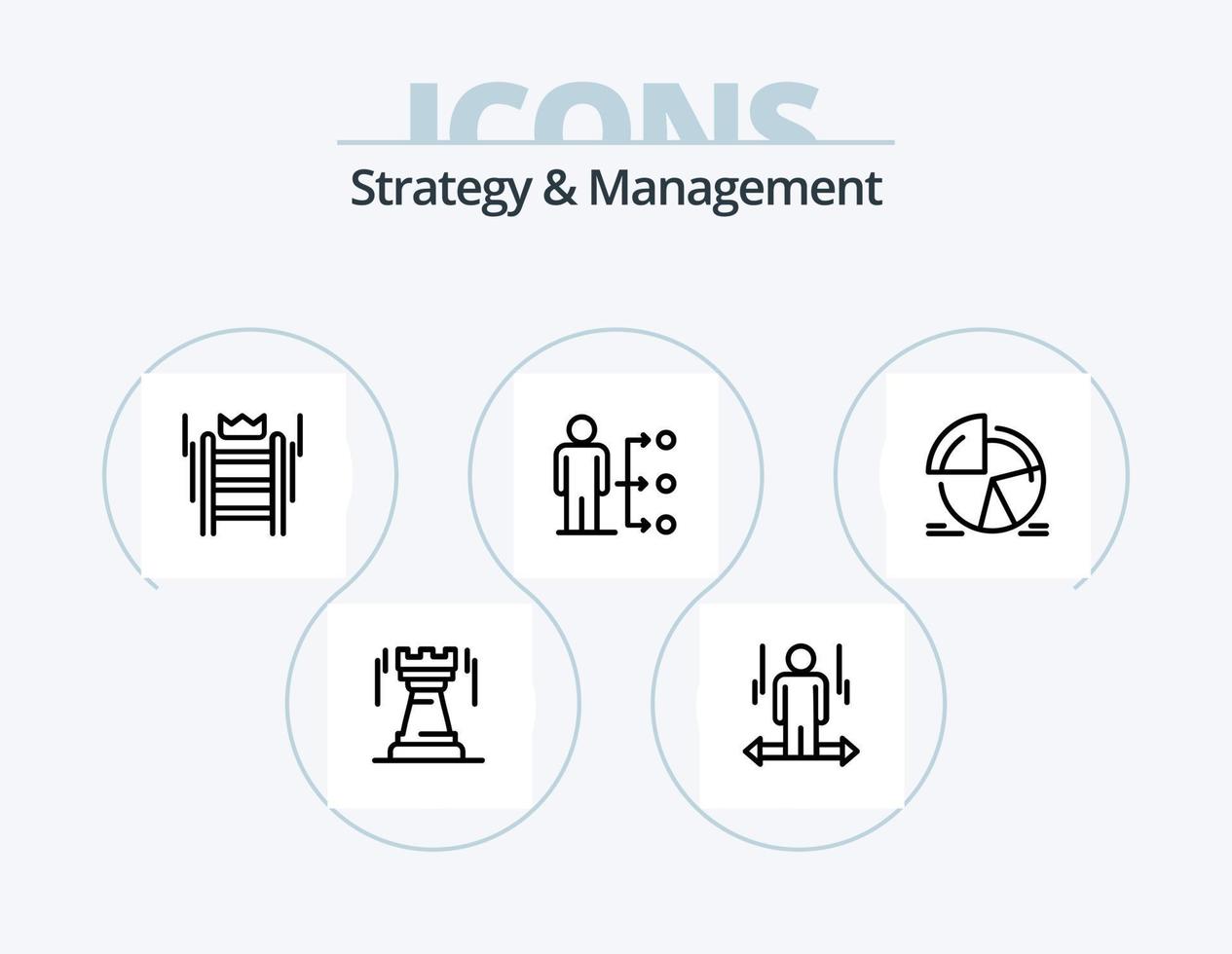 pack d'icônes de ligne de stratégie et de gestion 5 conception d'icônes. timbre. document. succès. certificat. ingénieur vecteur