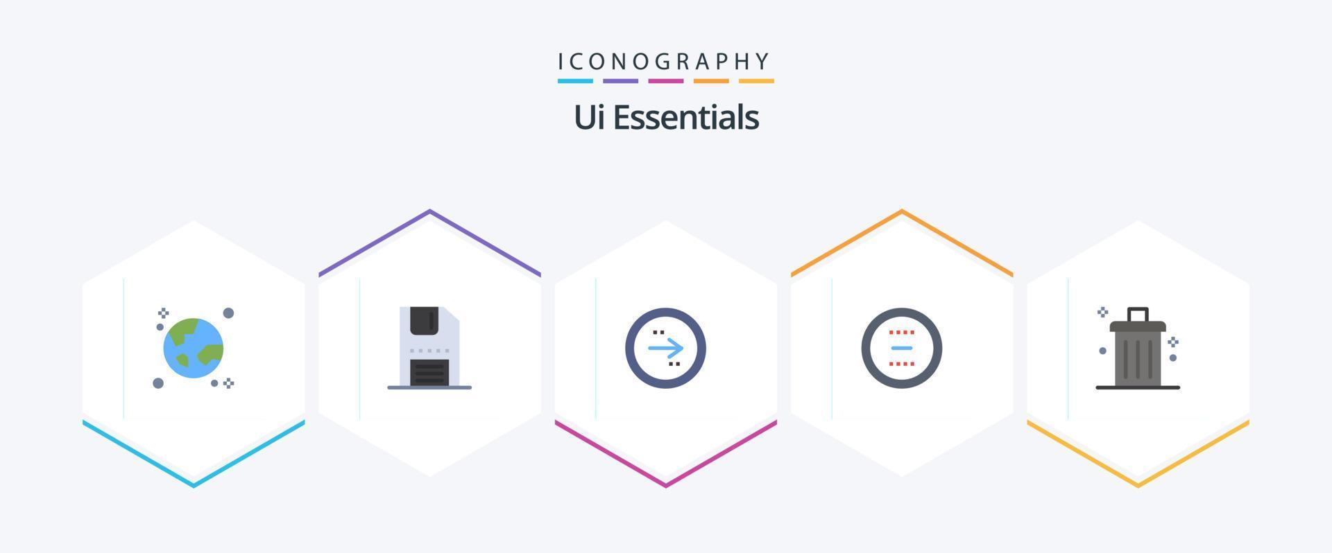 pack d'icônes plates ui essentials 25, y compris la suppression. Annuler. interface. droite. direction vecteur