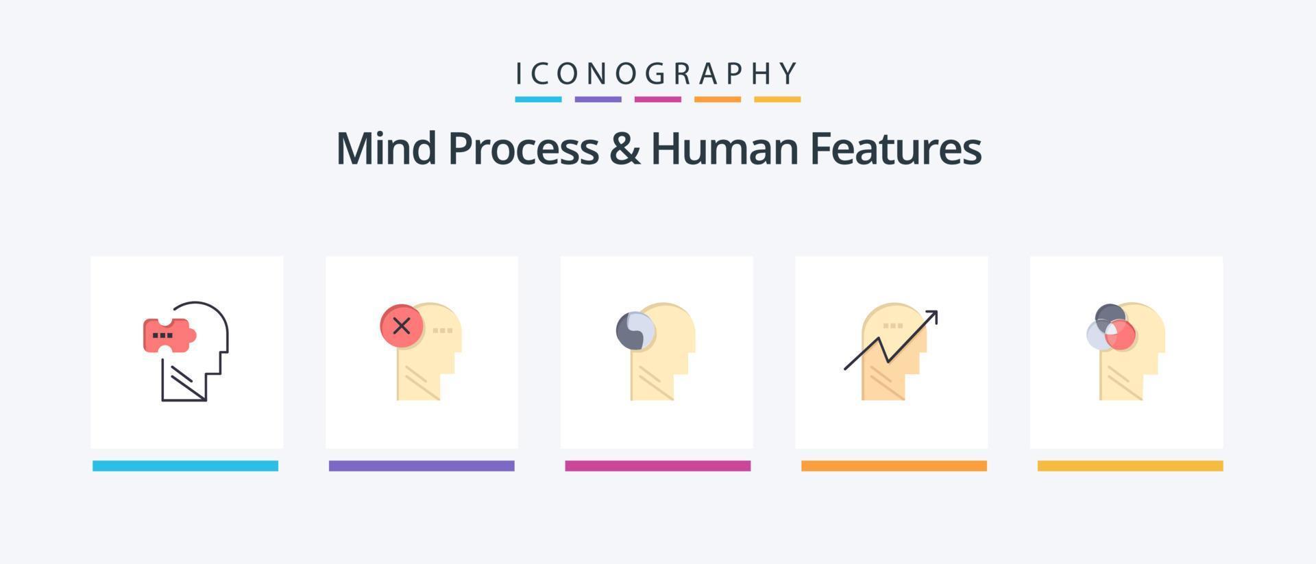 processus mental et caractéristiques humaines pack plat de 5 icônes, y compris humain. flèche. marquer. esprit. brian. conception d'icônes créatives vecteur