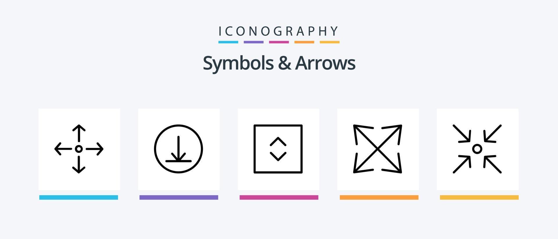 symboles et flèches ligne 5 pack d'icônes comprenant. Zoom. . conception d'icônes créatives vecteur