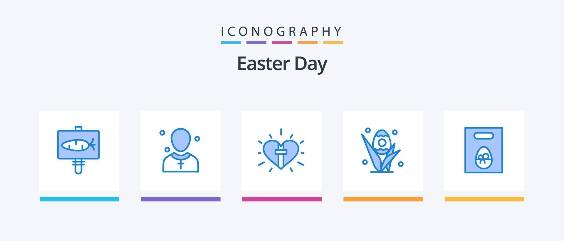 pack d'icônes bleu de pâques 5, y compris pâques. herbe. prédicateur. œuf. Christian. conception d'icônes créatives vecteur