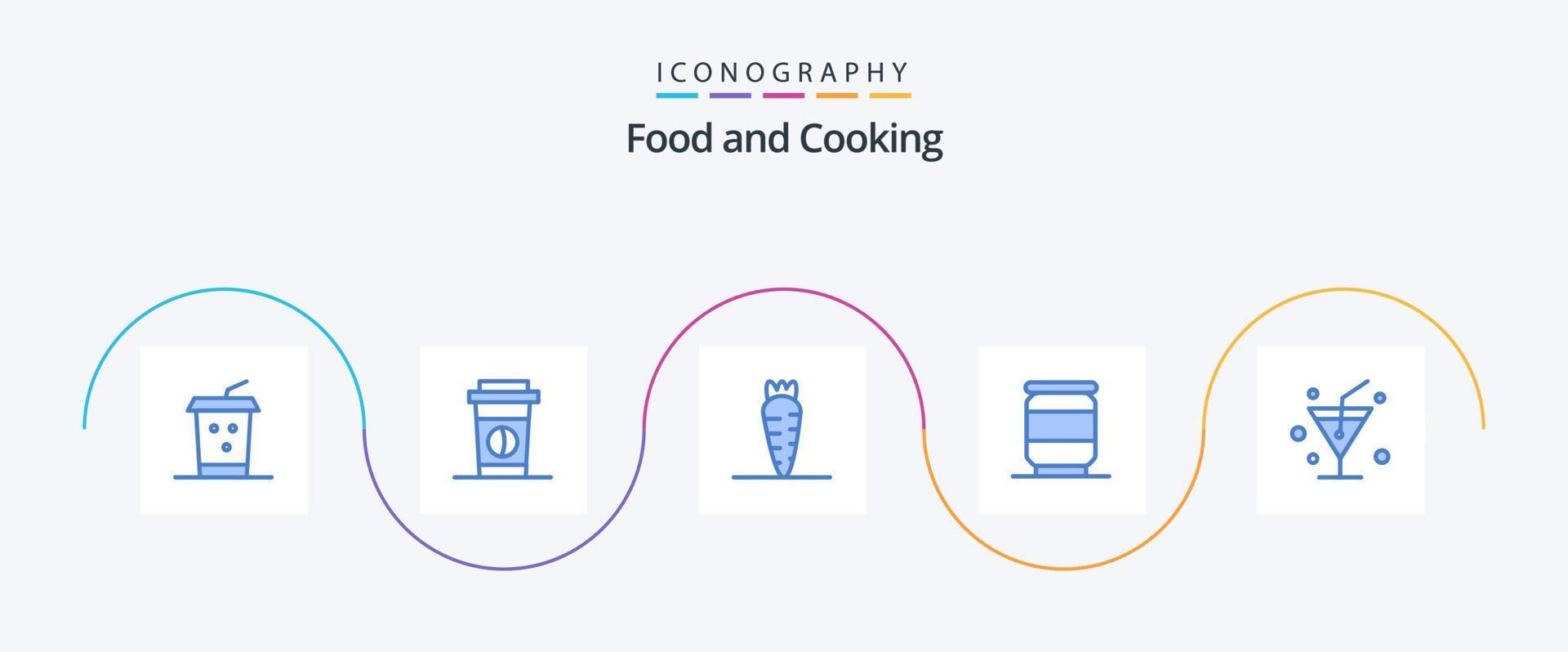 pack d'icônes bleu alimentaire 5 comprenant. légume. boire vecteur