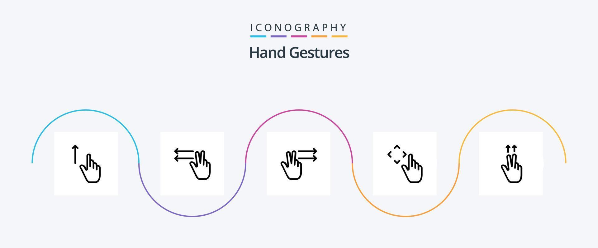 pack d'icônes de la ligne 5 des gestes de la main, y compris les ups. des doigts. des doigts. déplacer. en haut vecteur