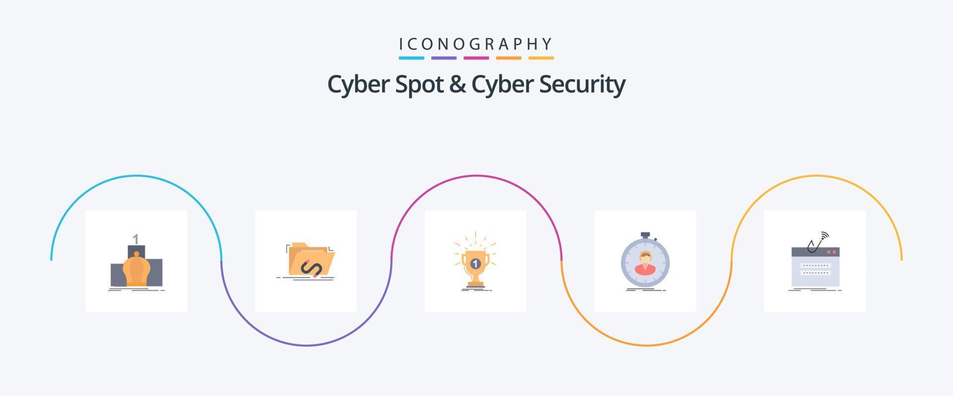 pack d'icônes cyber spot et cyber security flat 5 comprenant un chronomètre. rapide. l'Internet. la victoire. prix vecteur