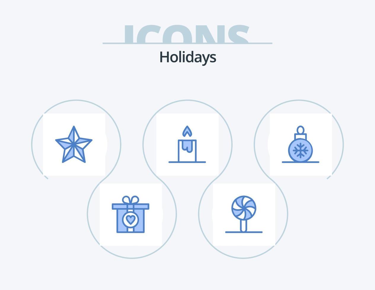 pack d'icônes bleu vacances 5 conception d'icônes. . boule de Noel. festival. Noël. feu vecteur