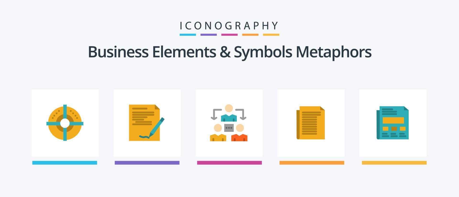 éléments commerciaux et métaphores de symboles pack d'icônes plat 5, y compris rapport. rapport. rapport. note. communication. conception d'icônes créatives vecteur