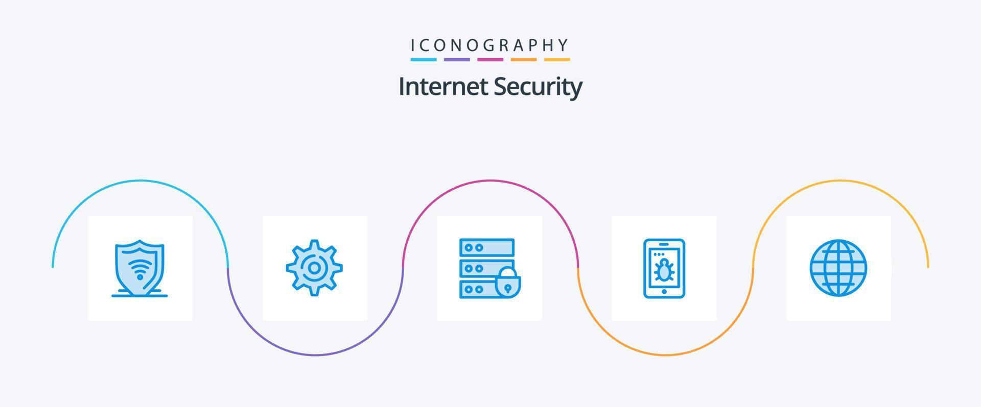 pack d'icônes bleu de sécurité Internet 5, y compris la sécurité. globe. électronique. monde. sécurité vecteur