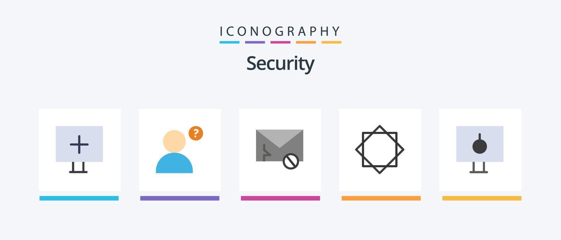 pack d'icônes de sécurité plat 5, y compris le mot de passe. serrure. message. avertissement. sécurité. conception d'icônes créatives vecteur