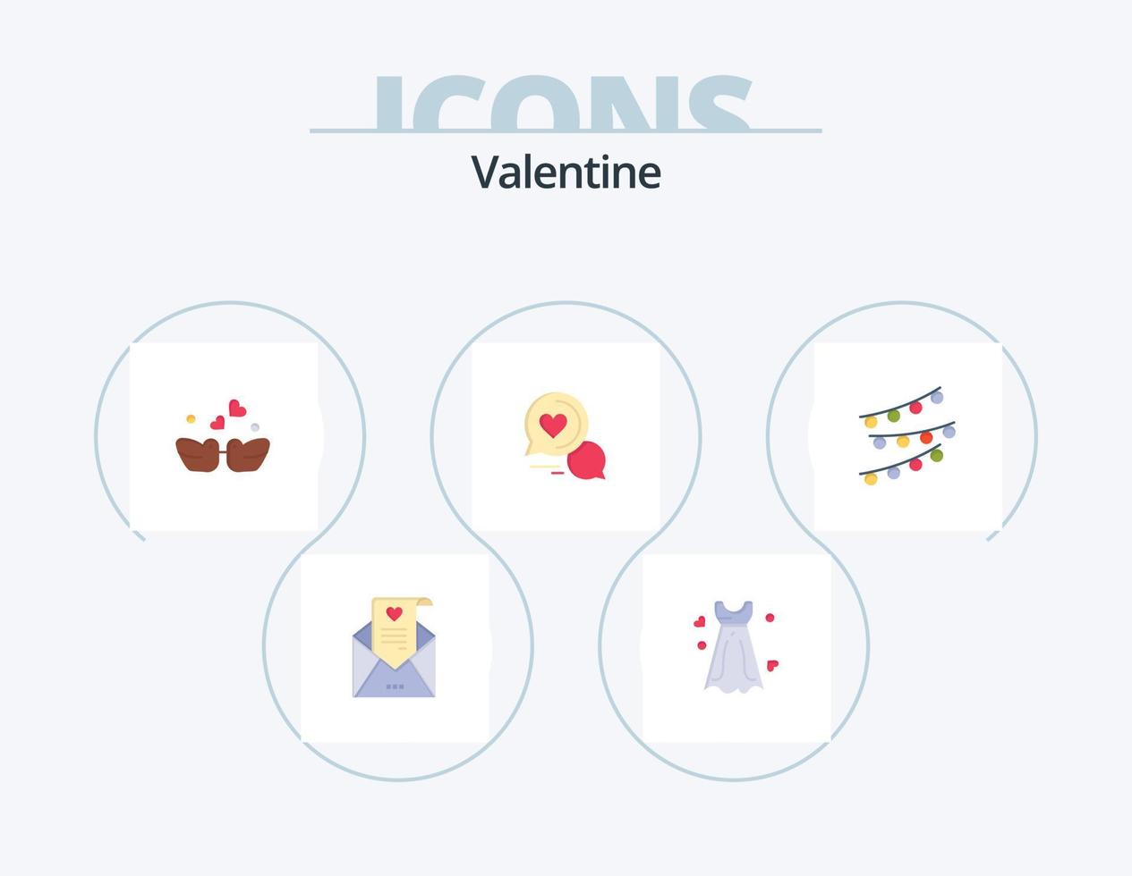 pack d'icônes plat valentine 5 conception d'icônes. amoureux. aimer. robe. jour. Valentin vecteur