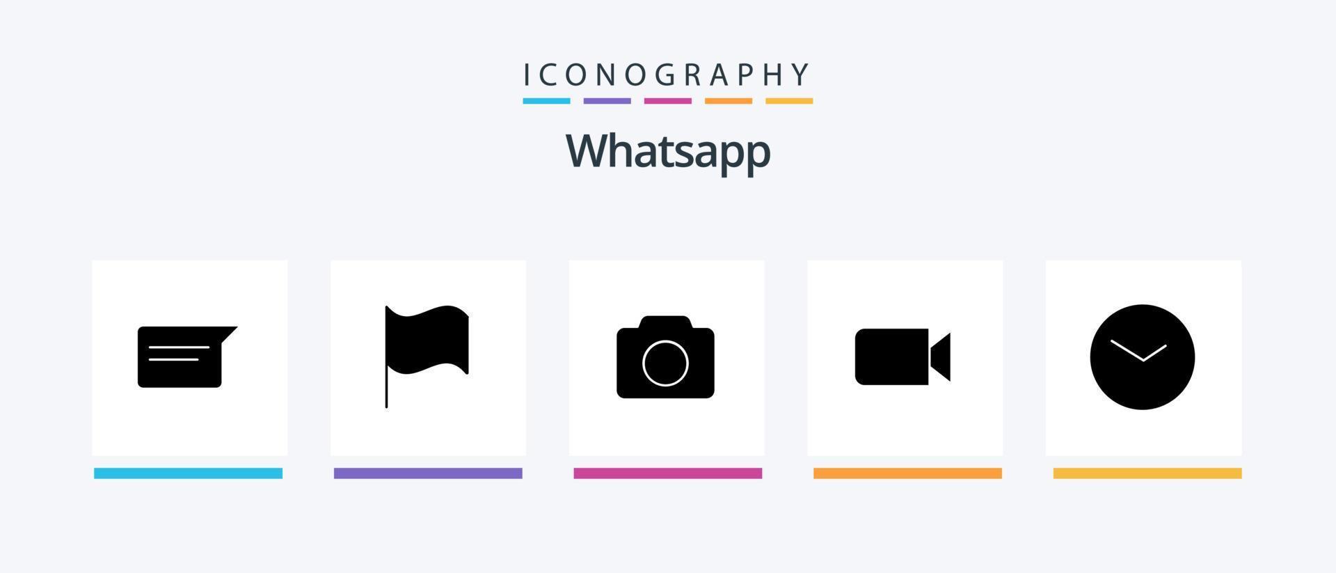 pack d'icônes WhatsApp glyph 5 comprenant. image. horloge. montre. conception d'icônes créatives vecteur