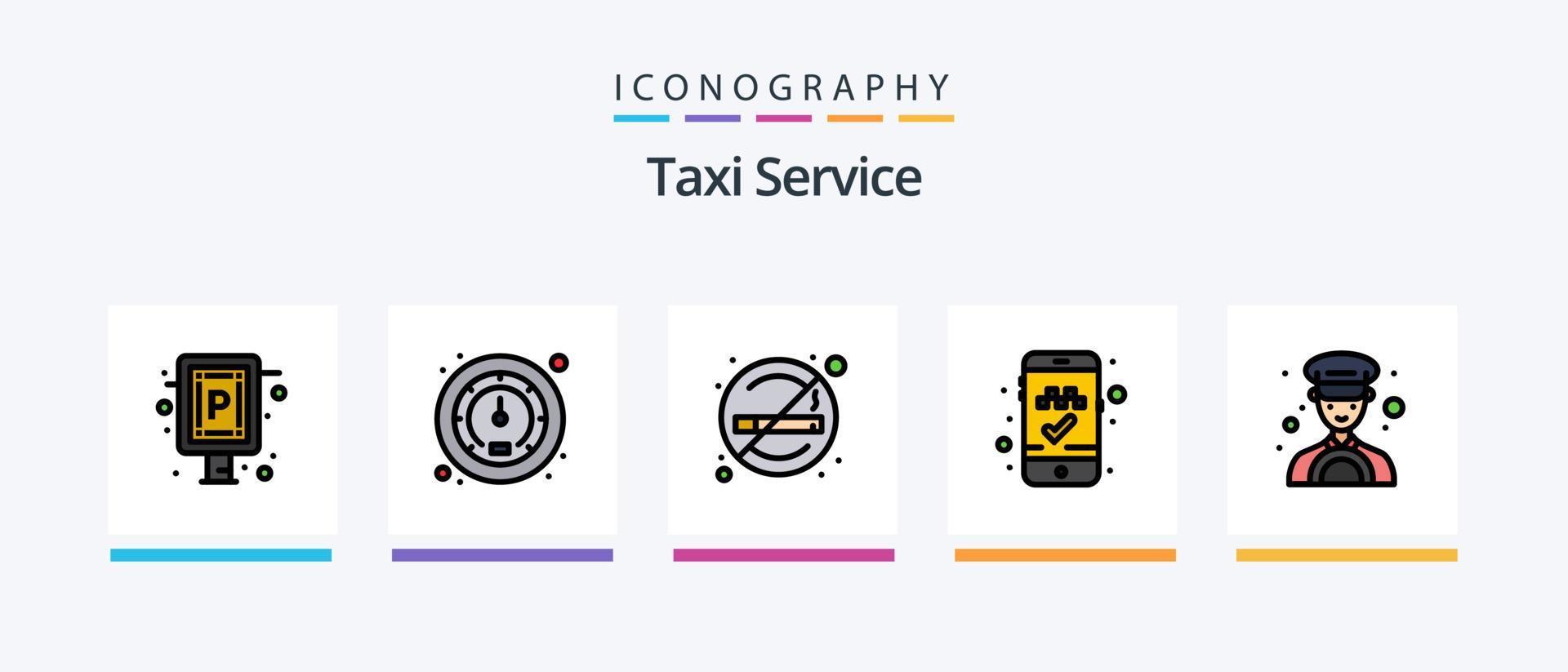 ligne de service de taxi remplie de 5 packs d'icônes comprenant. gare. la navigation. signe. conseil. conception d'icônes créatives vecteur