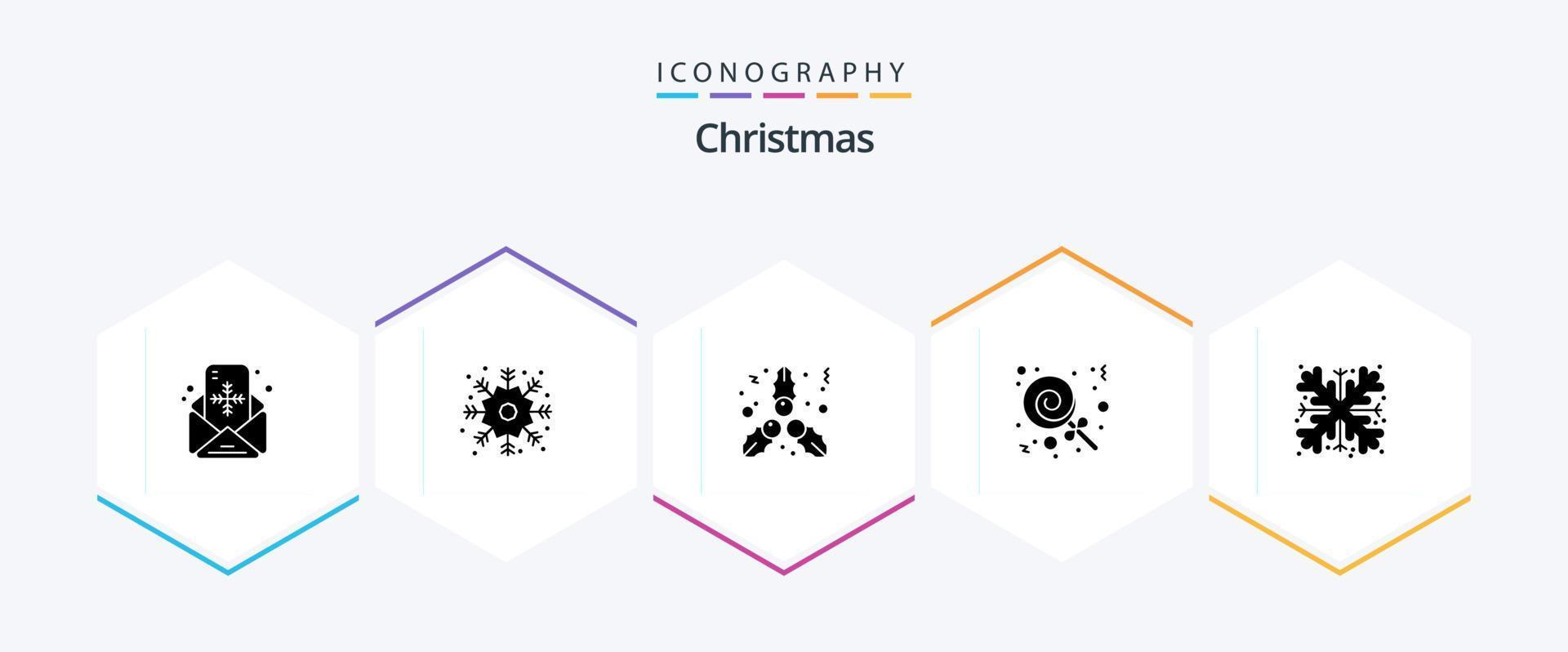 Pack d'icônes de Noël 25 glyphes comprenant. flocon de neige. baiser. neige. bonbons vecteur