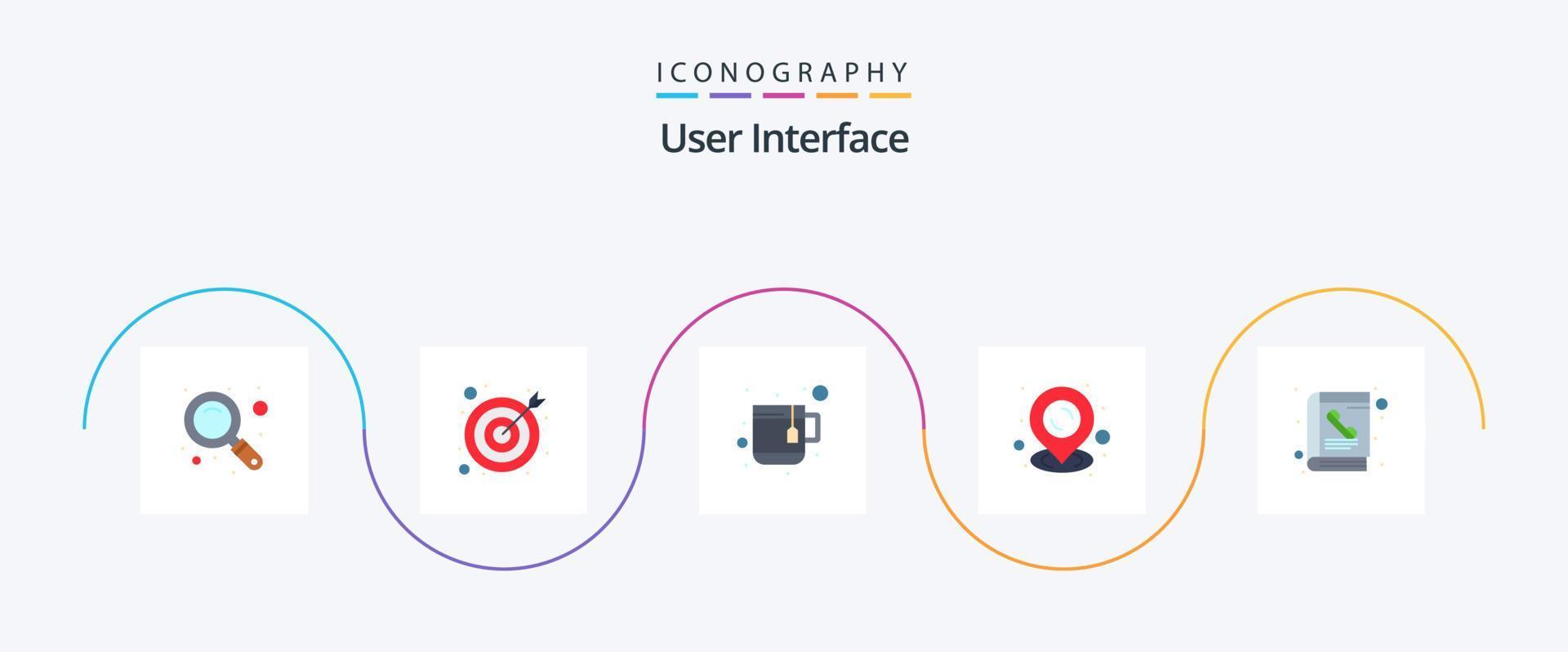 pack d'icônes plat 5 de l'interface utilisateur, y compris. annuaire. thé. téléphone. livre vecteur
