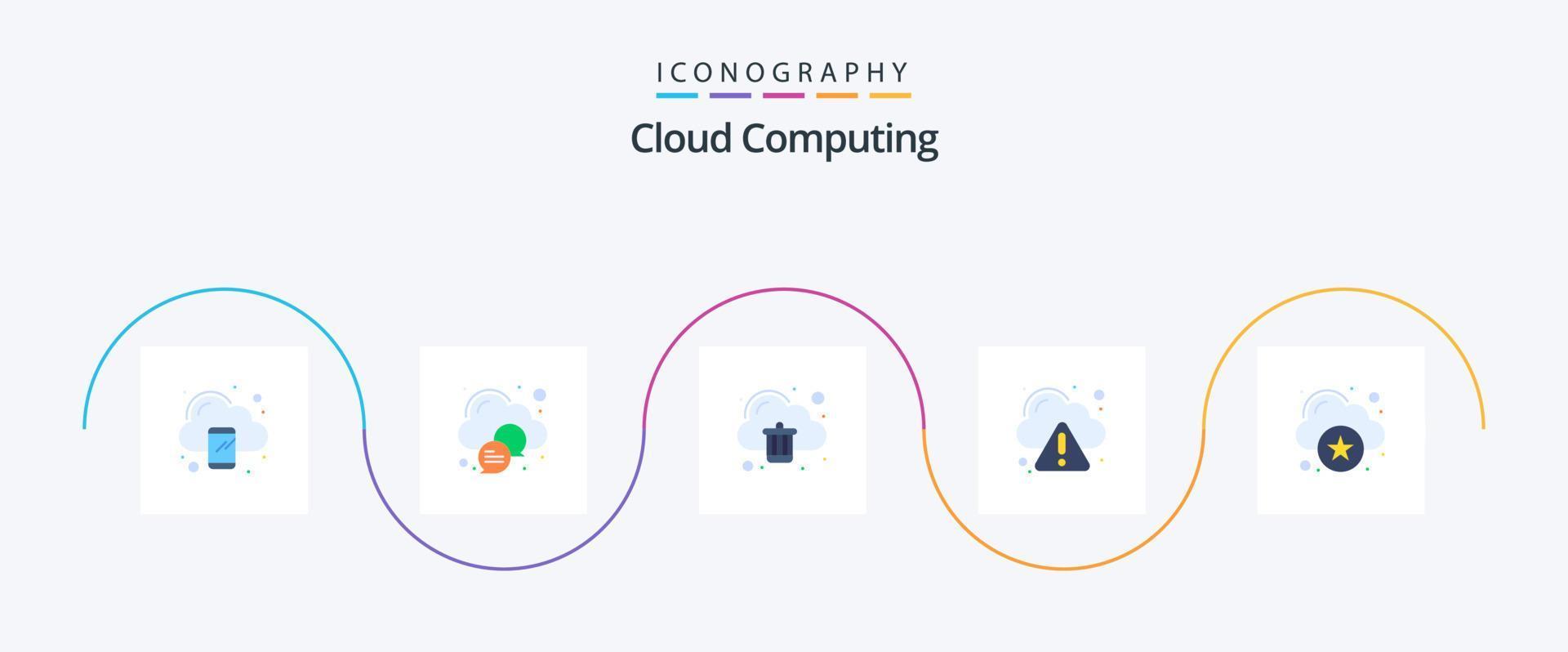 pack d'icônes plat 5 de cloud computing, y compris le cloud. nuage. avertissement. nuage vecteur