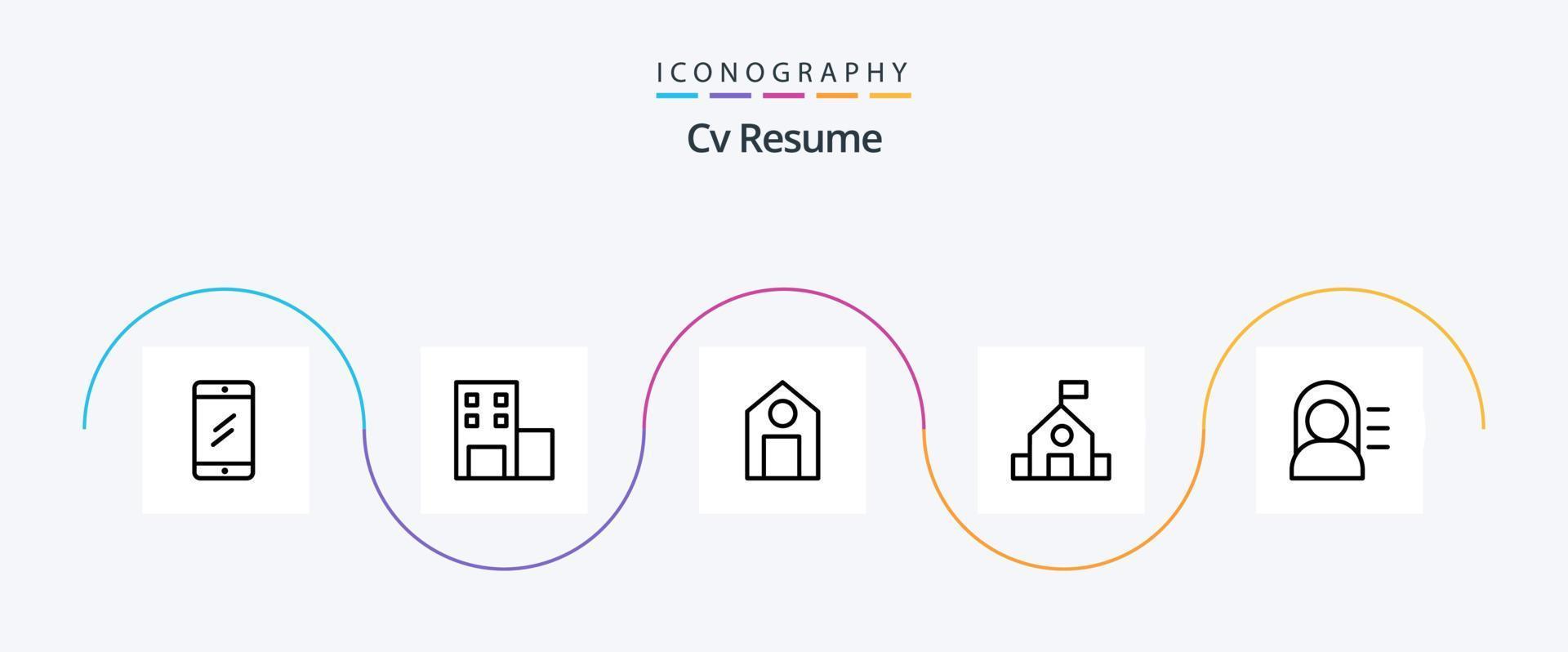 cv curriculum vitae ligne 5 pack d'icônes, y compris miss. éducation . université. école vecteur