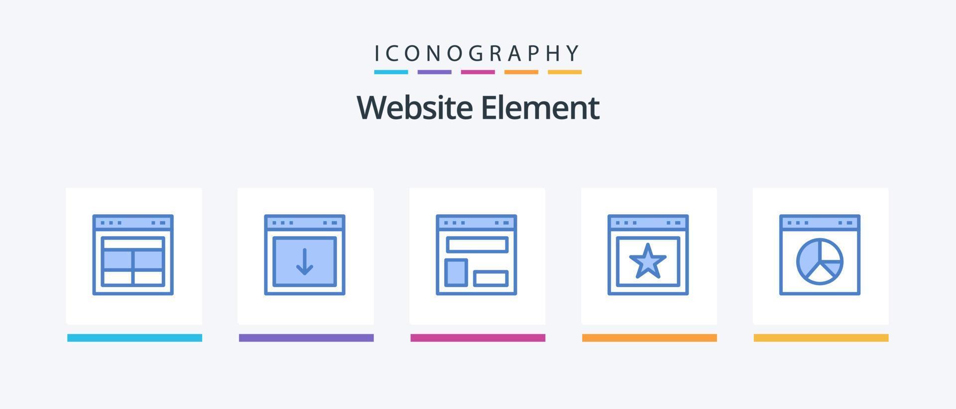 pack d'icônes bleues de l'élément de site Web 5, y compris les favoris. article. élément. mise en page du site Web. mise en page Web. conception d'icônes créatives vecteur