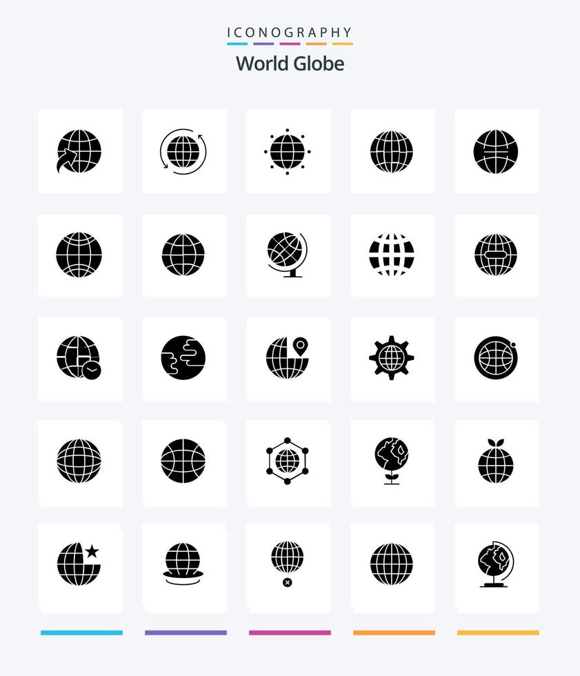 globe créatif 25 glyphes pack d'icônes noires unies telles qu'internet. mondial. mondial. Terre. géographie vecteur