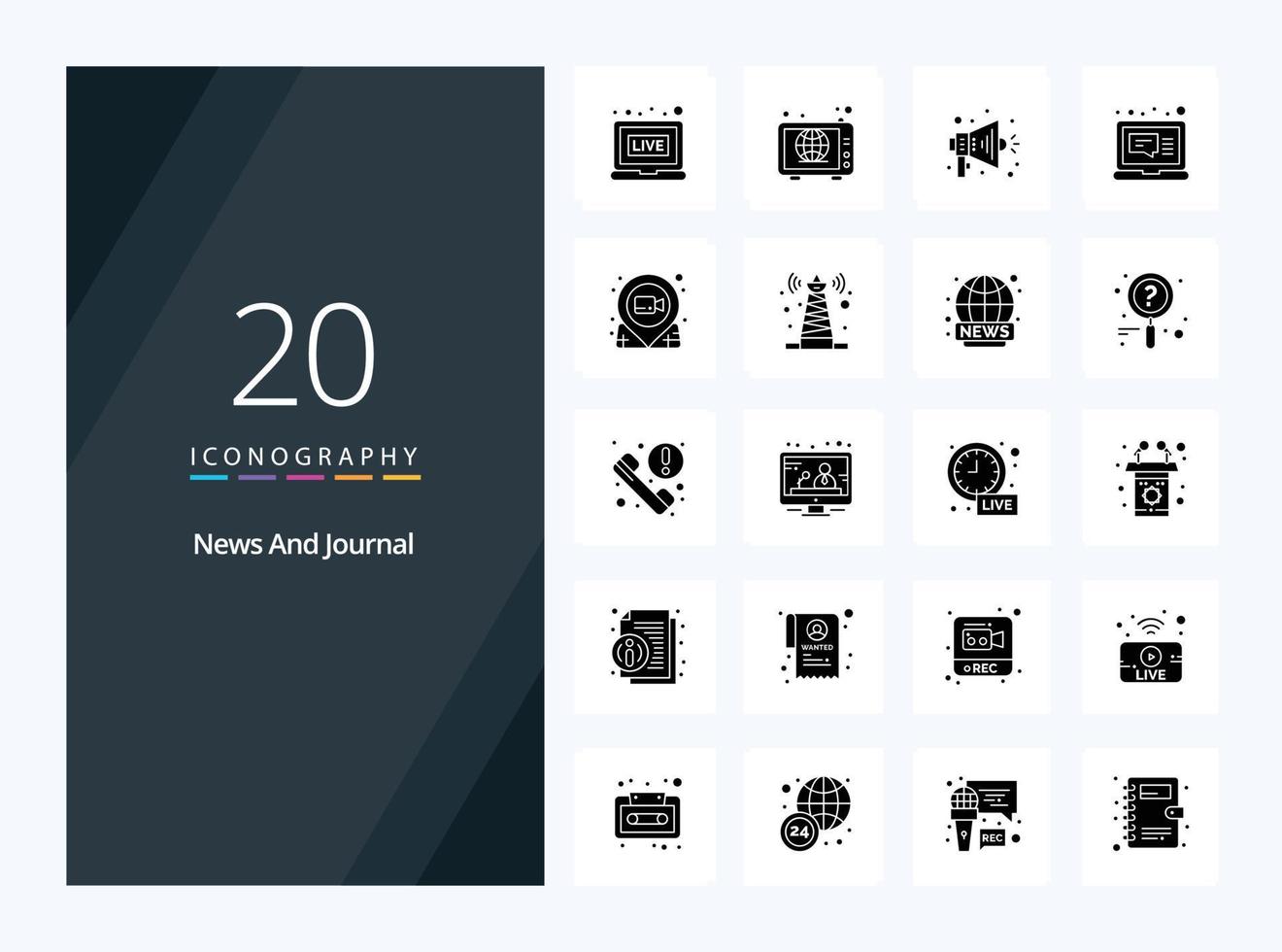 20 nouvelles icône de glyphe solide pour la présentation vecteur