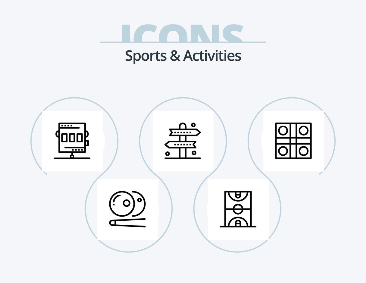 pack d'icônes de ligne de sports et d'activités 5 conception d'icônes. corde. aptitude. placard. chapeau. jeu vecteur