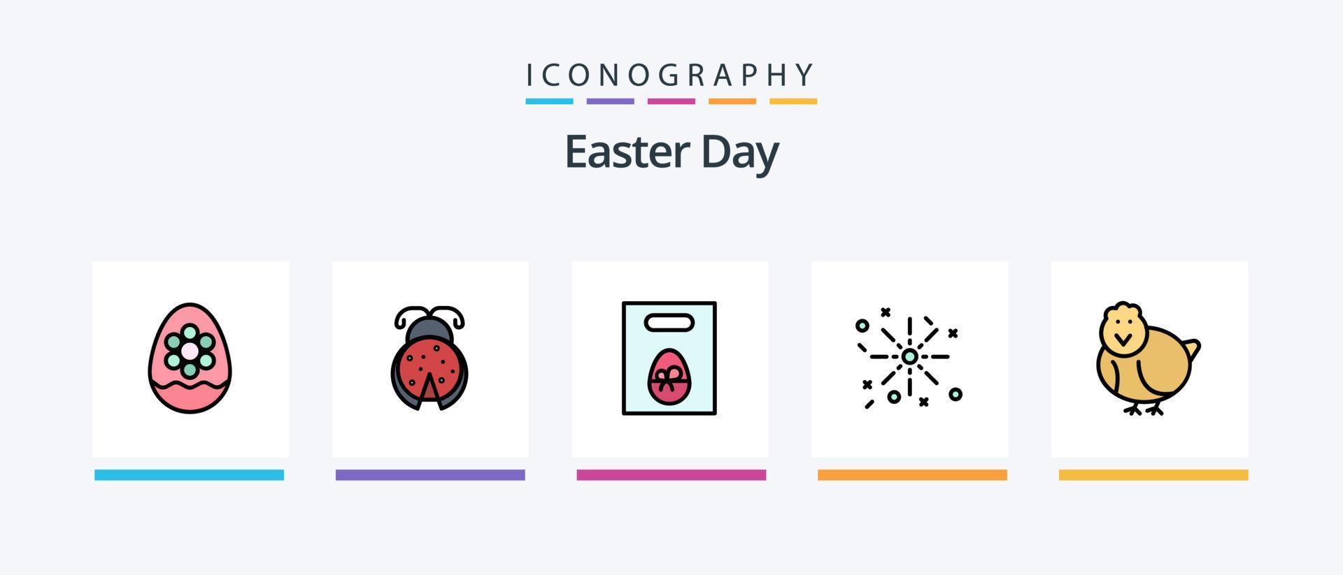 ligne de pâques remplie de 5 packs d'icônes comprenant un cadeau. lester. feu. Pâques. Christian. conception d'icônes créatives vecteur