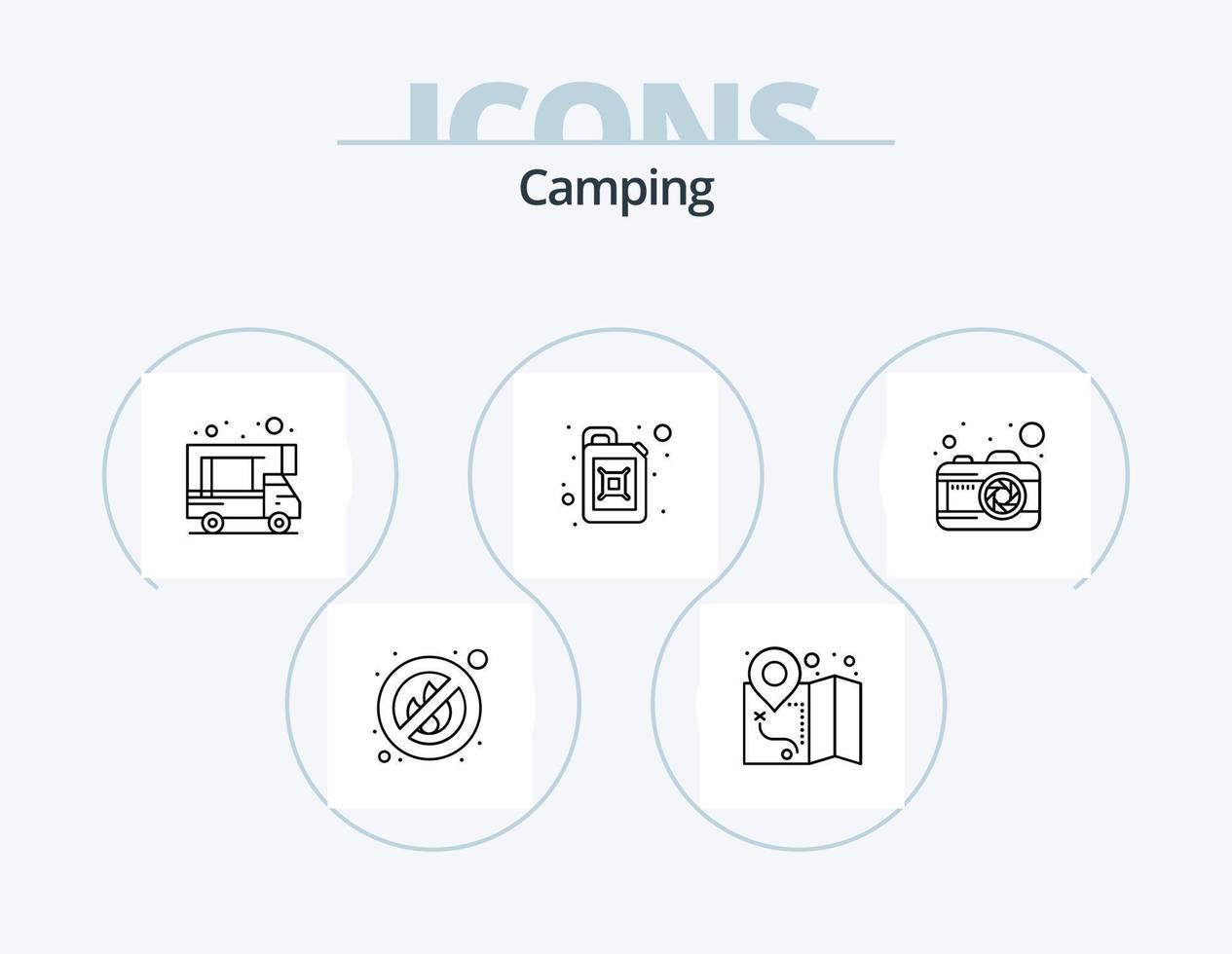pack d'icônes de ligne de camping 5 conception d'icônes. . cordon para. montre. nouer. doux vecteur