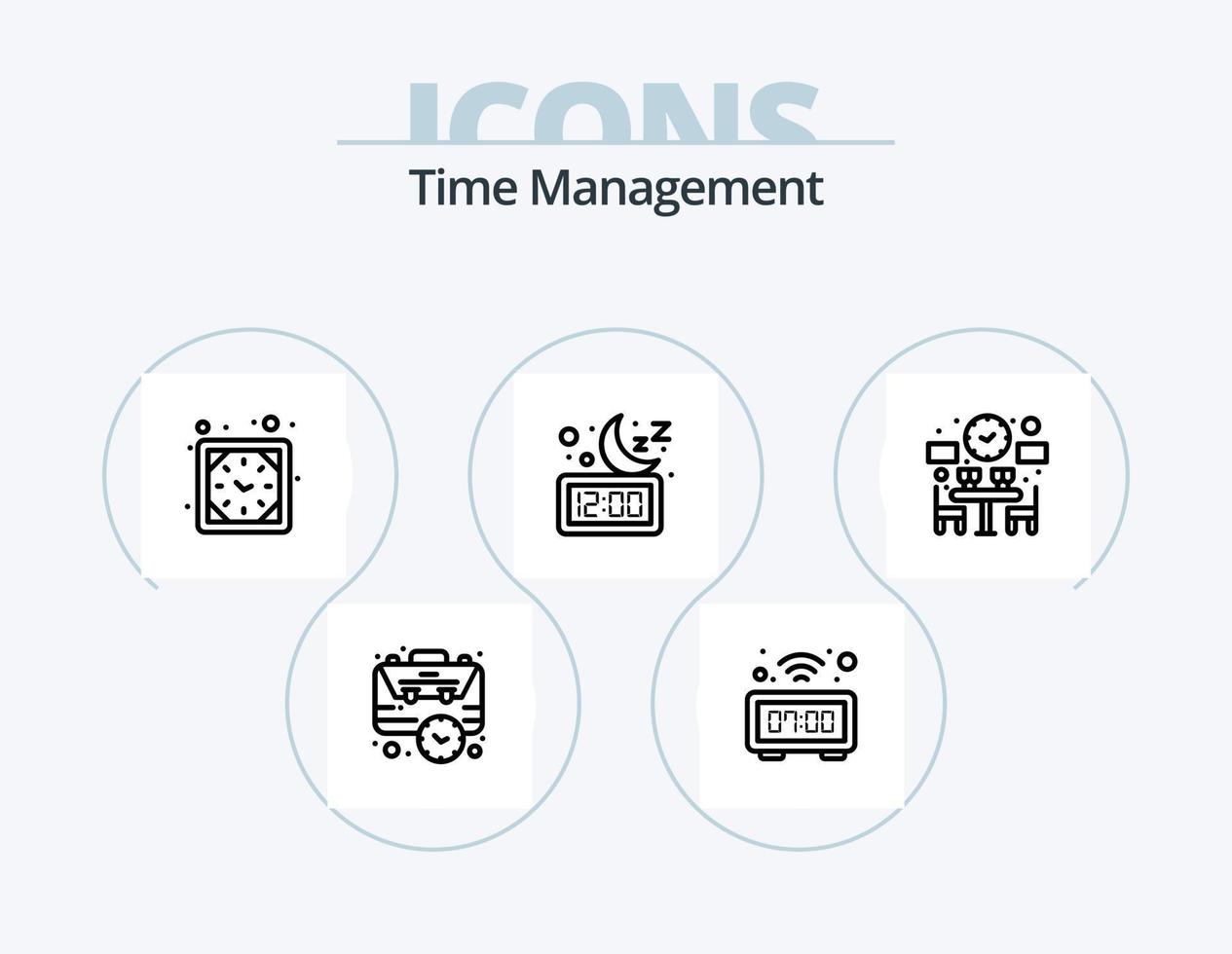 pack d'icônes de ligne de gestion du temps 5 conception d'icônes. hiver. froid. réception. calendrier. temps vecteur