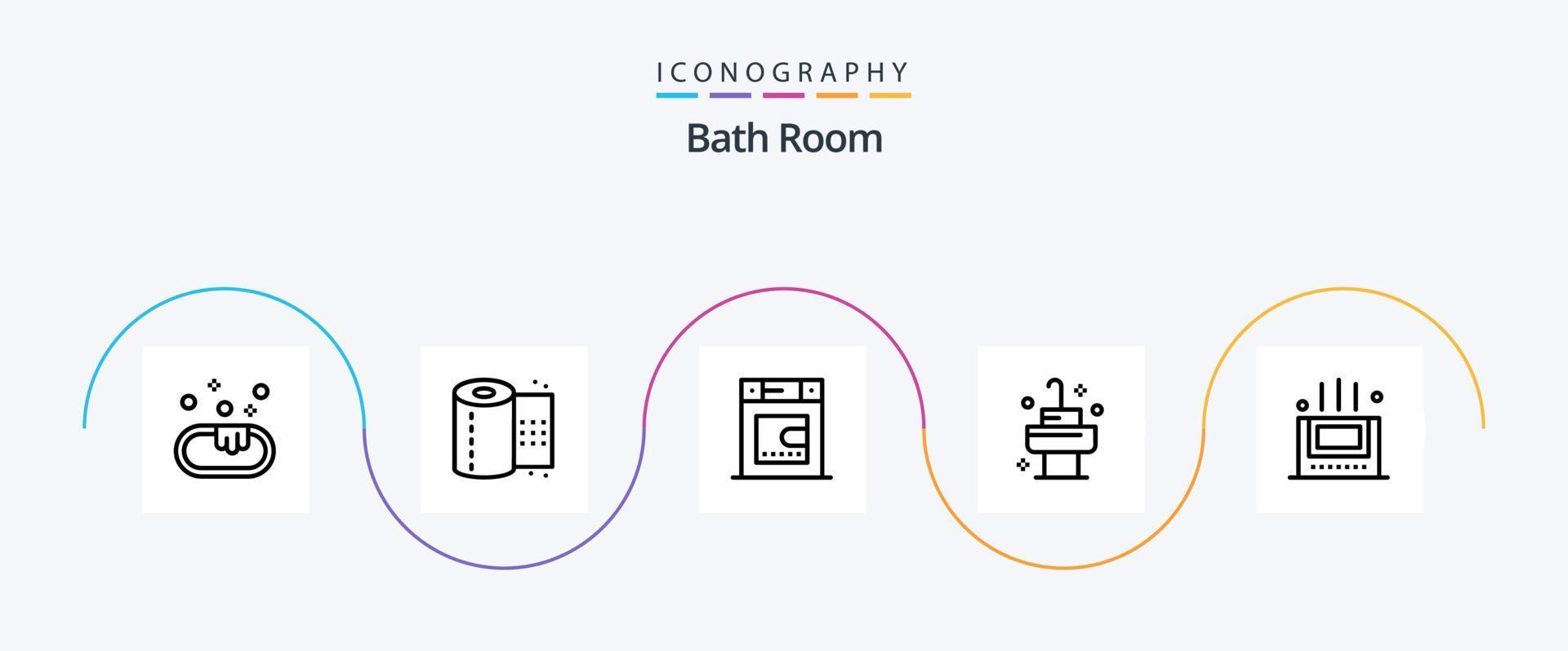 pack d'icônes de la ligne 5 de la salle de bain, y compris. chambre. bain. tapis. chambre vecteur