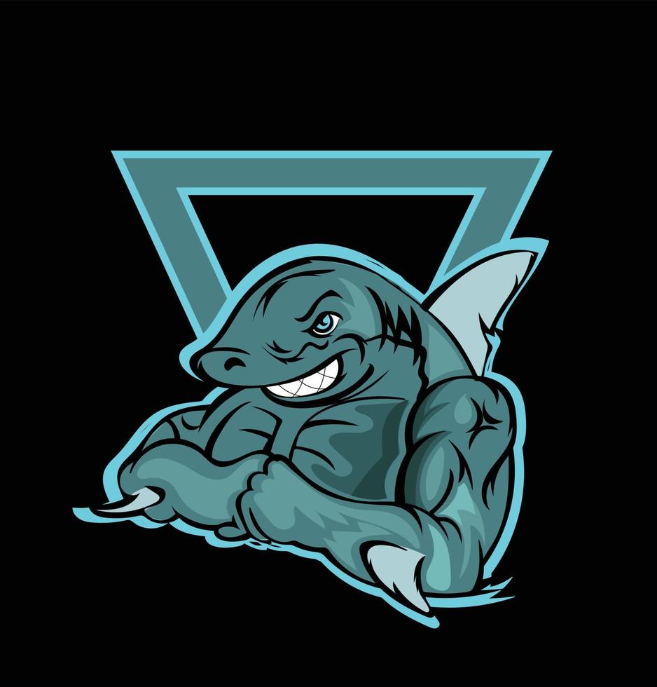 création de logo de mascotte de sport de poisson requin vecteur