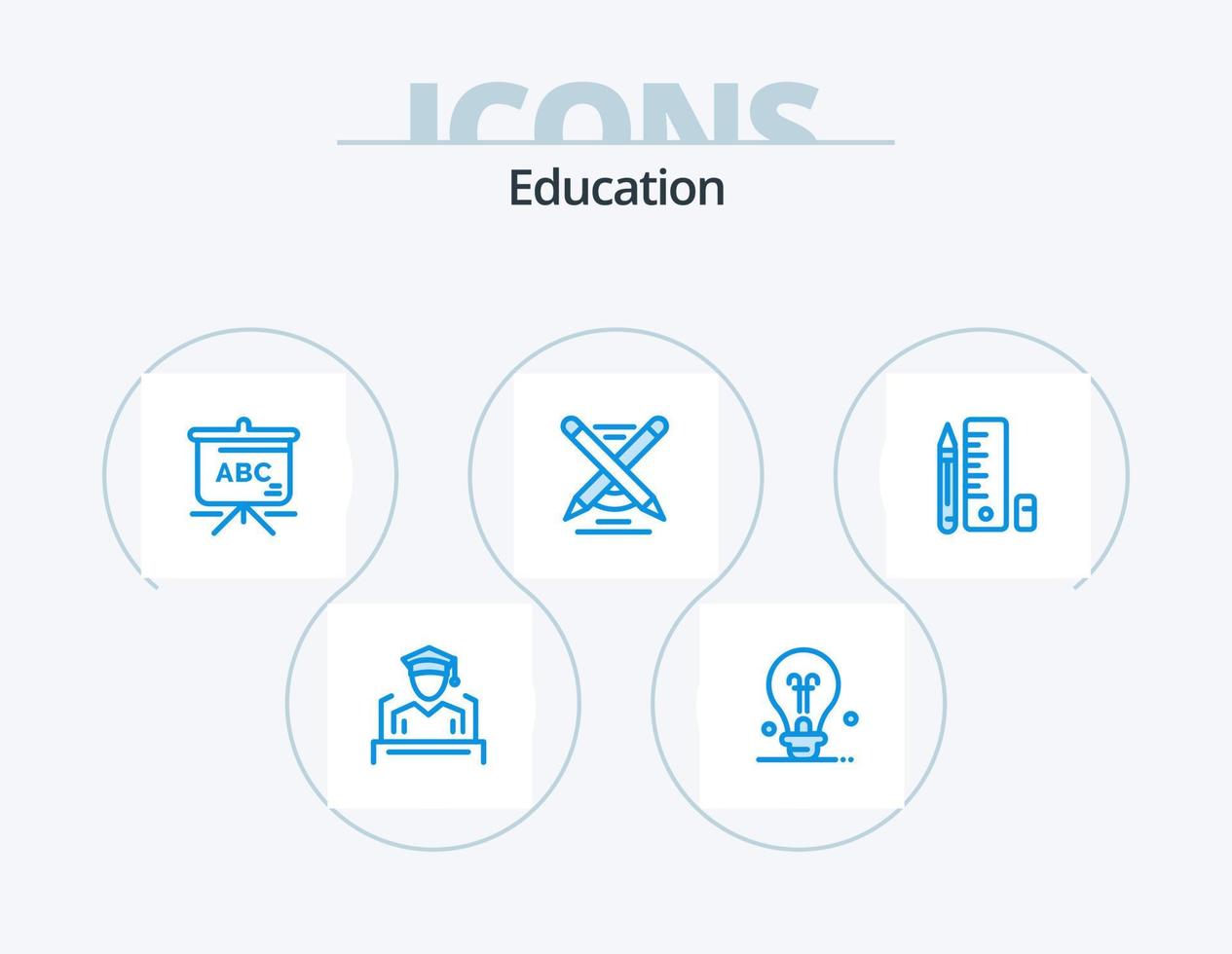 pack d'icônes bleu éducation 5 conception d'icônes. escalader. stylo. éducation. éducation. crayon vecteur