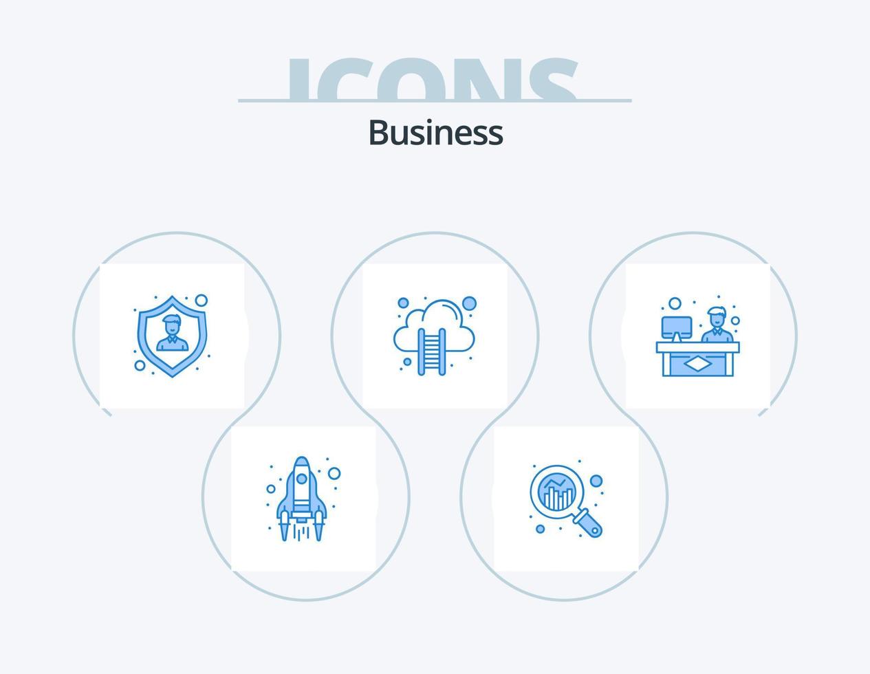 pack d'icônes bleu business 5 conception d'icônes. consultant. escaliers. assurance. nuage de données. Cloud computing vecteur