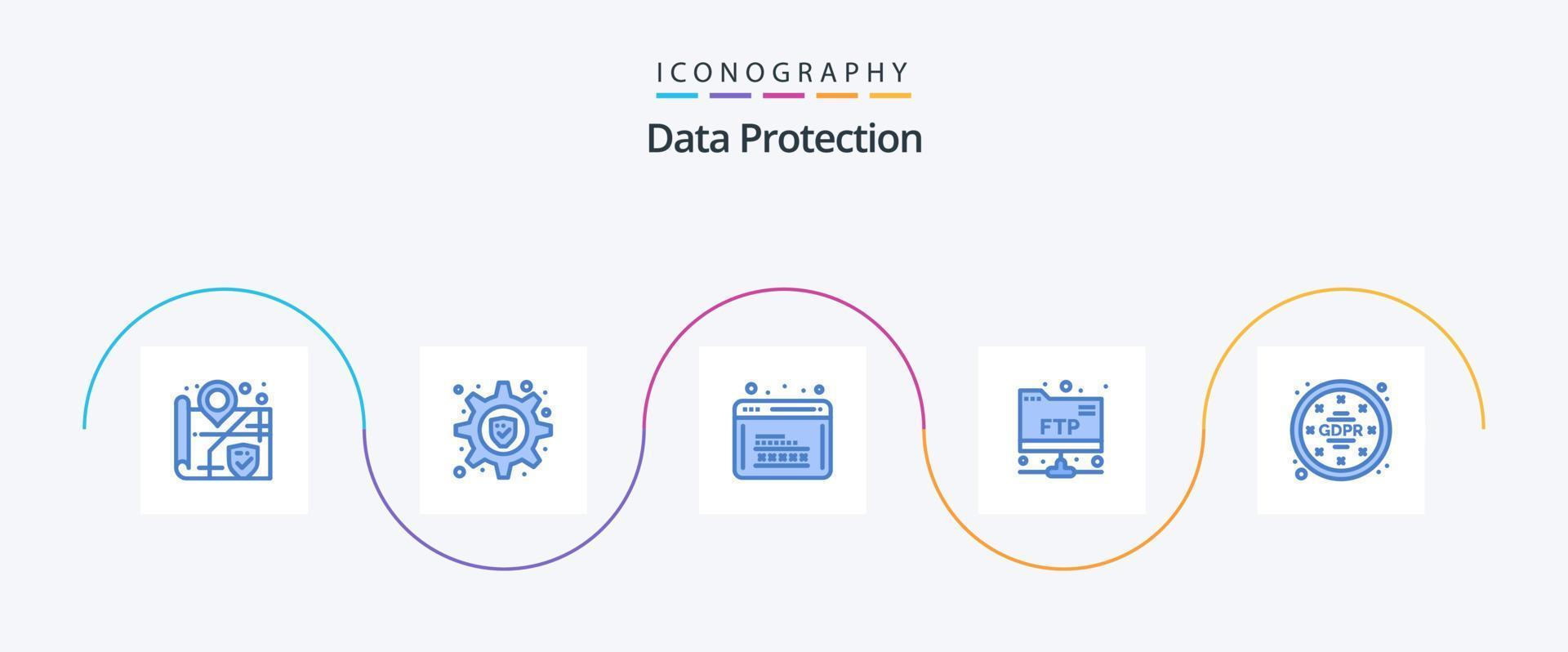 pack d'icônes bleues de protection des données 5, y compris les données. confidentialité. la programmation. pibr. dossier vecteur