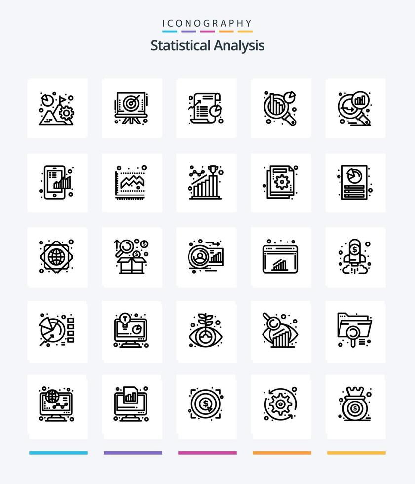 analyse statistique créative 25 pack d'icônes de contour telles que l'analyse de données. Analyse des données. cible. analyse graphique. tarte vecteur