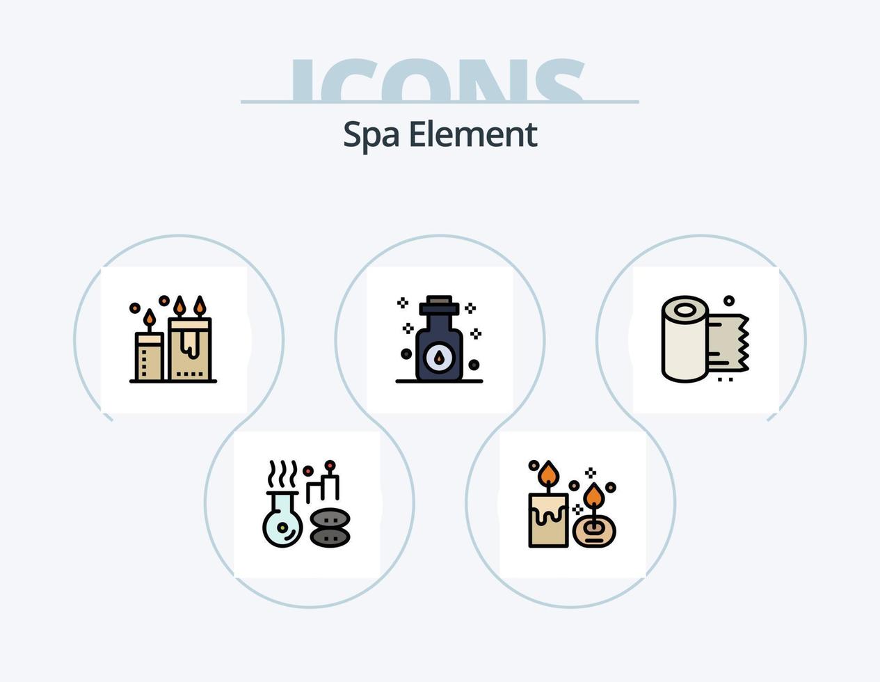 pack d'icônes remplies de ligne d'élément de spa 5 conception d'icônes. faire tomber de l'eau. spa. bougies. spa pour les mains. main vecteur