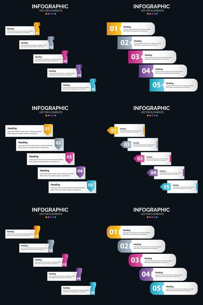 rehaussez votre présentation avec notre pack d'infographies vectorielles 6. vecteur