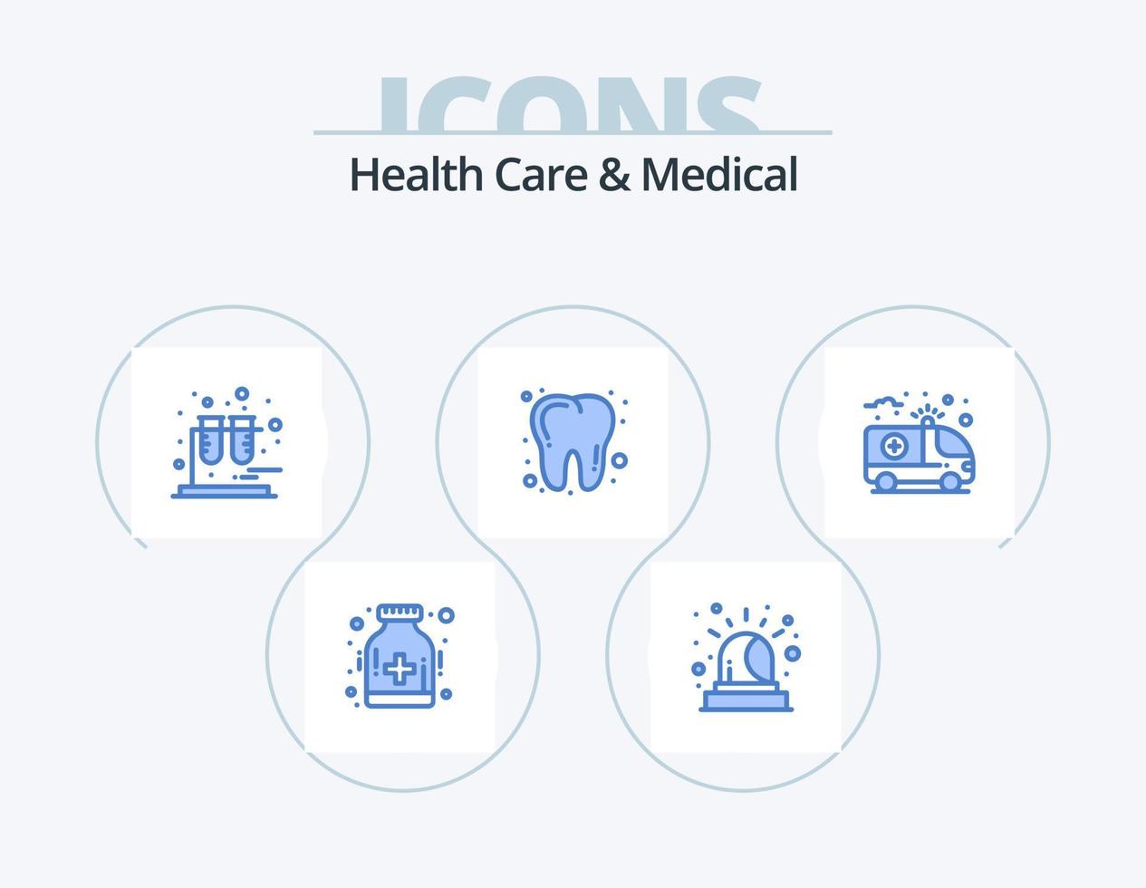 soins de santé et pack d'icônes bleu médical 5 conception d'icônes. . santé. test. se soucier. dent vecteur