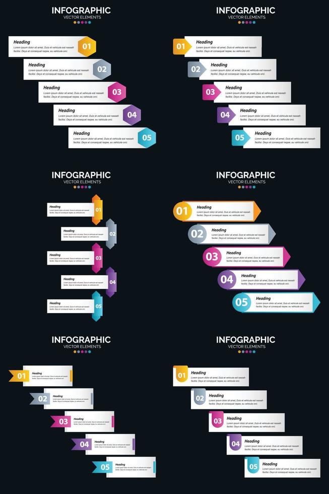 utilisez notre pack d'infographies vectorielles 6 pour ajouter un intérêt visuel à votre présentation d'entreprise. vecteur