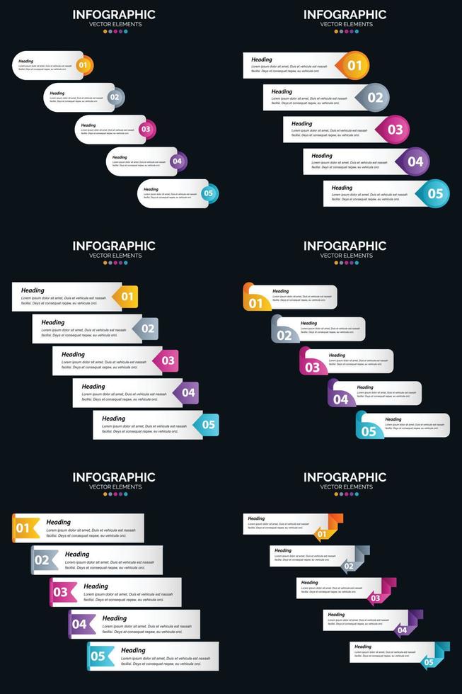 notre pack d'infographies vectorielles 6 propose une large sélection d'infographies et de diagrammes sur le thème de l'entreprise. vecteur