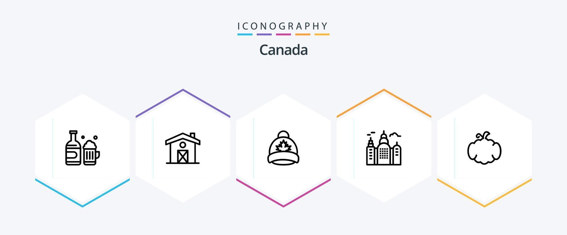 pack d'icônes canada 25 lignes comprenant le canada. Halloween. casquette. cucurbitacées. loger vecteur