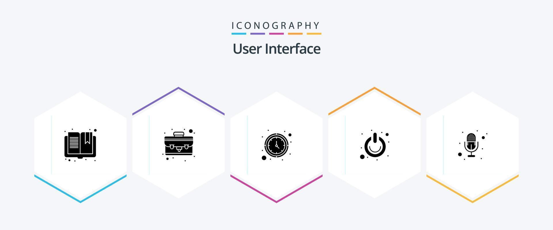 interface utilisateur Pack d'icônes de 25 glyphes, y compris l'enregistrement. changer. minuteur. pouvoir. désactivé vecteur