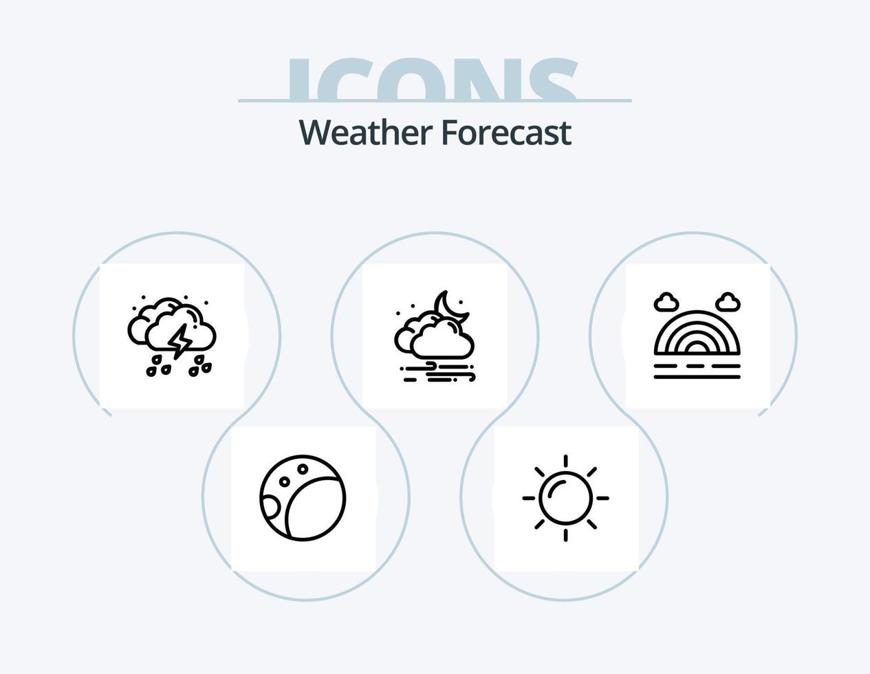 pack d'icônes de ligne météo 5 conception d'icônes. . lune. neige. arrière. jour vecteur