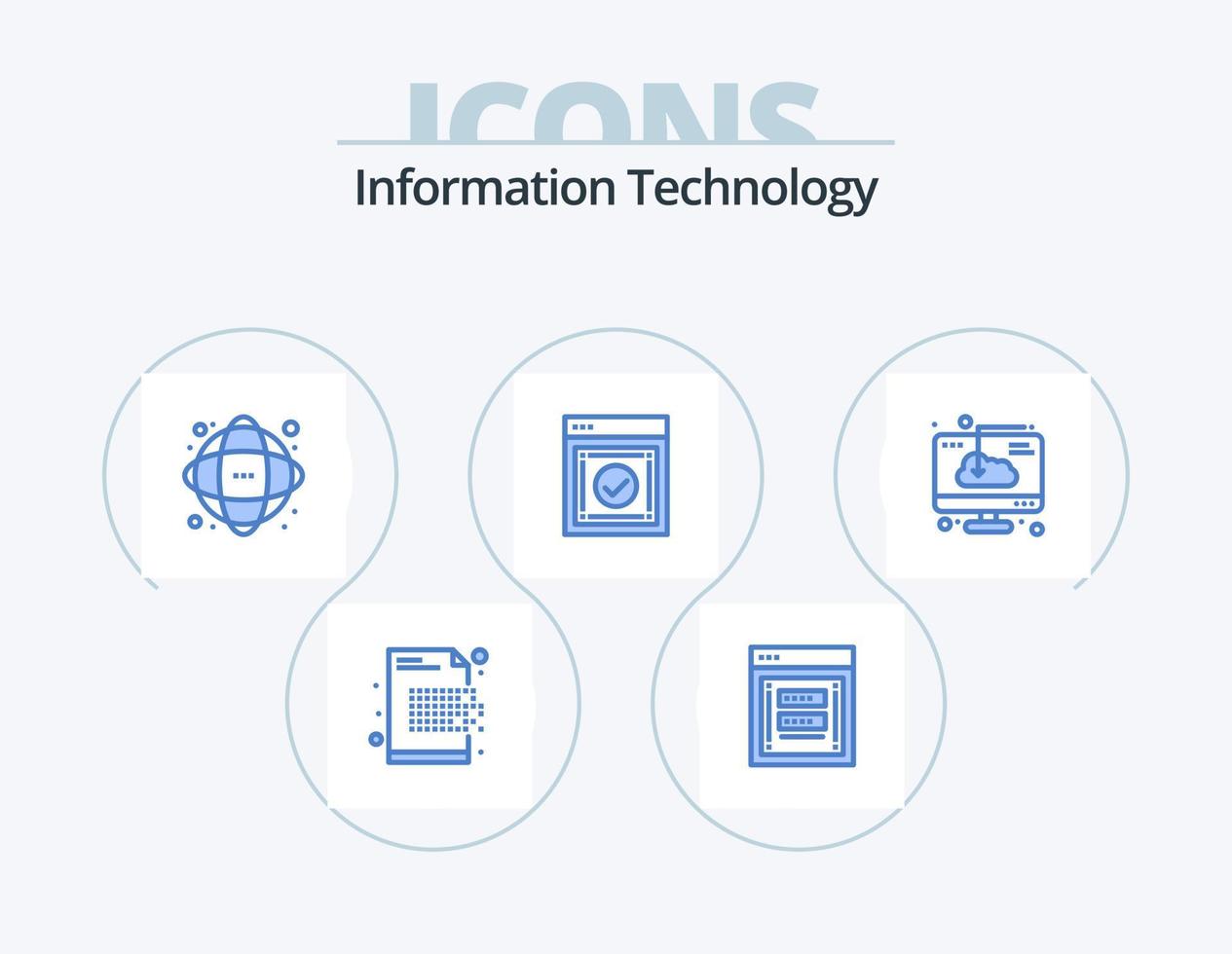 pack d'icônes bleues de technologie de l'information 5 conception d'icônes. succès. message. mot de passe. science. information vecteur