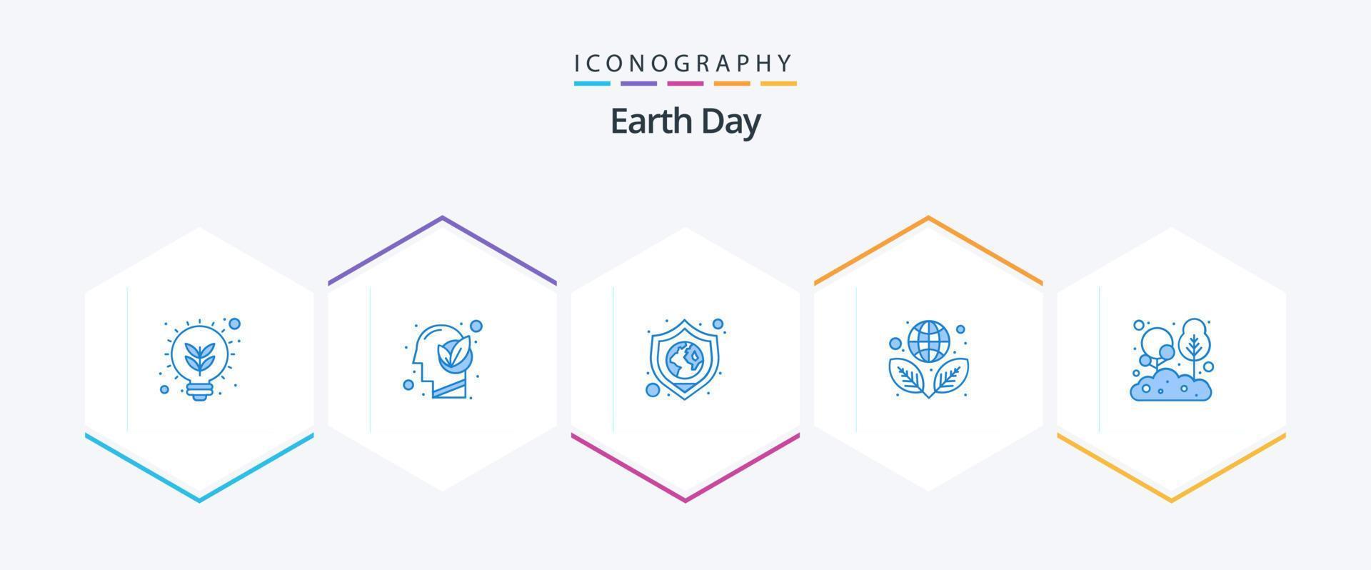 pack d'icônes bleues du jour de la terre 25, y compris naturel. éco. sécurité. vert. écologie vecteur