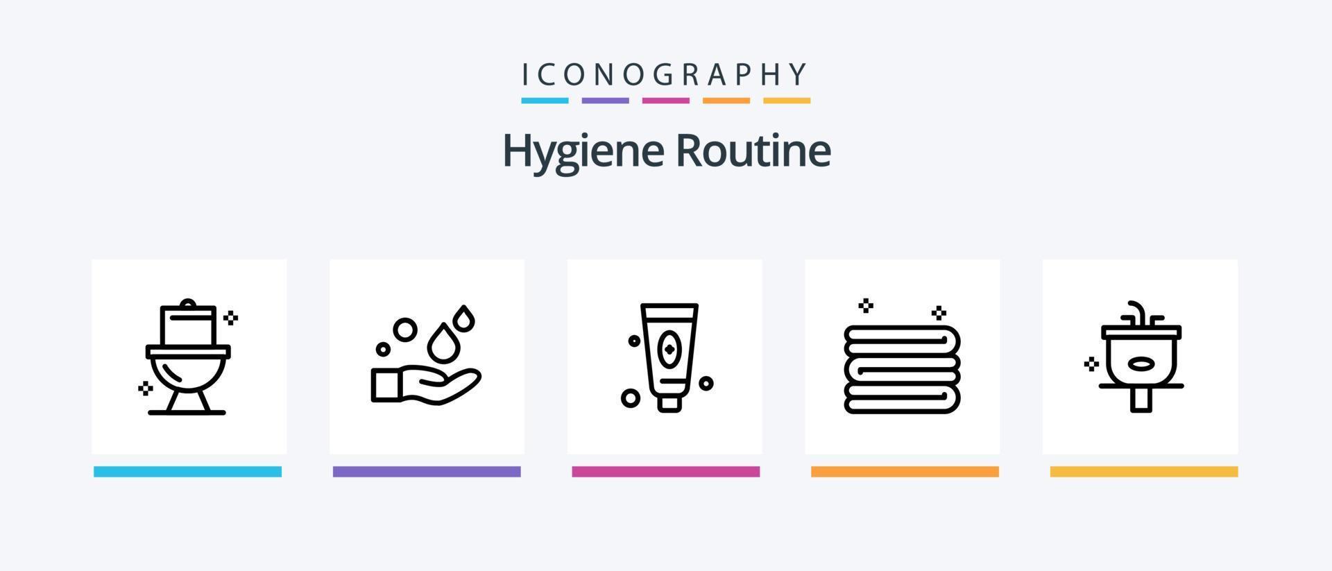 pack d'icônes ligne 5 de routine d'hygiène comprenant. affronter. produit. cosmétique. laver. conception d'icônes créatives vecteur