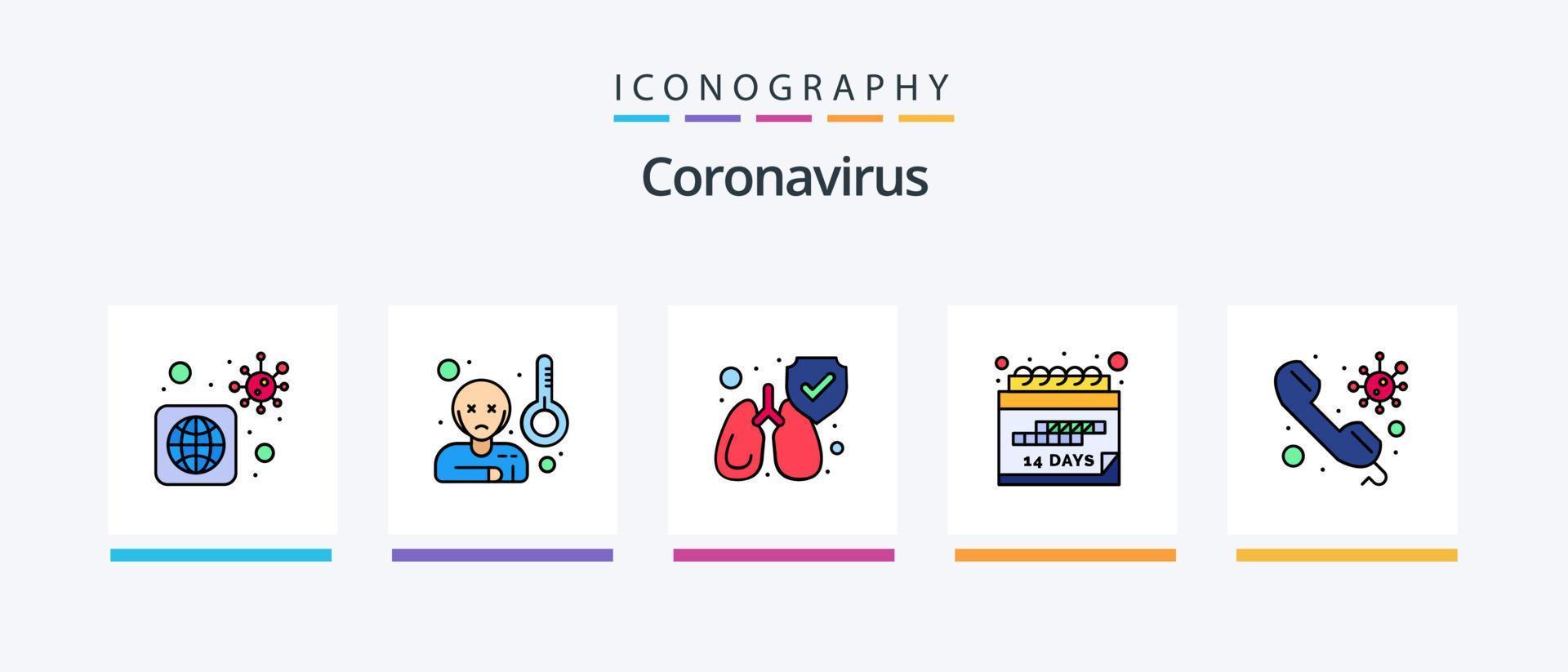 ligne de coronavirus remplie de 5 packs d'icônes, y compris les voyages. voyage. soins de santé. bateau. voyage interdit. conception d'icônes créatives vecteur
