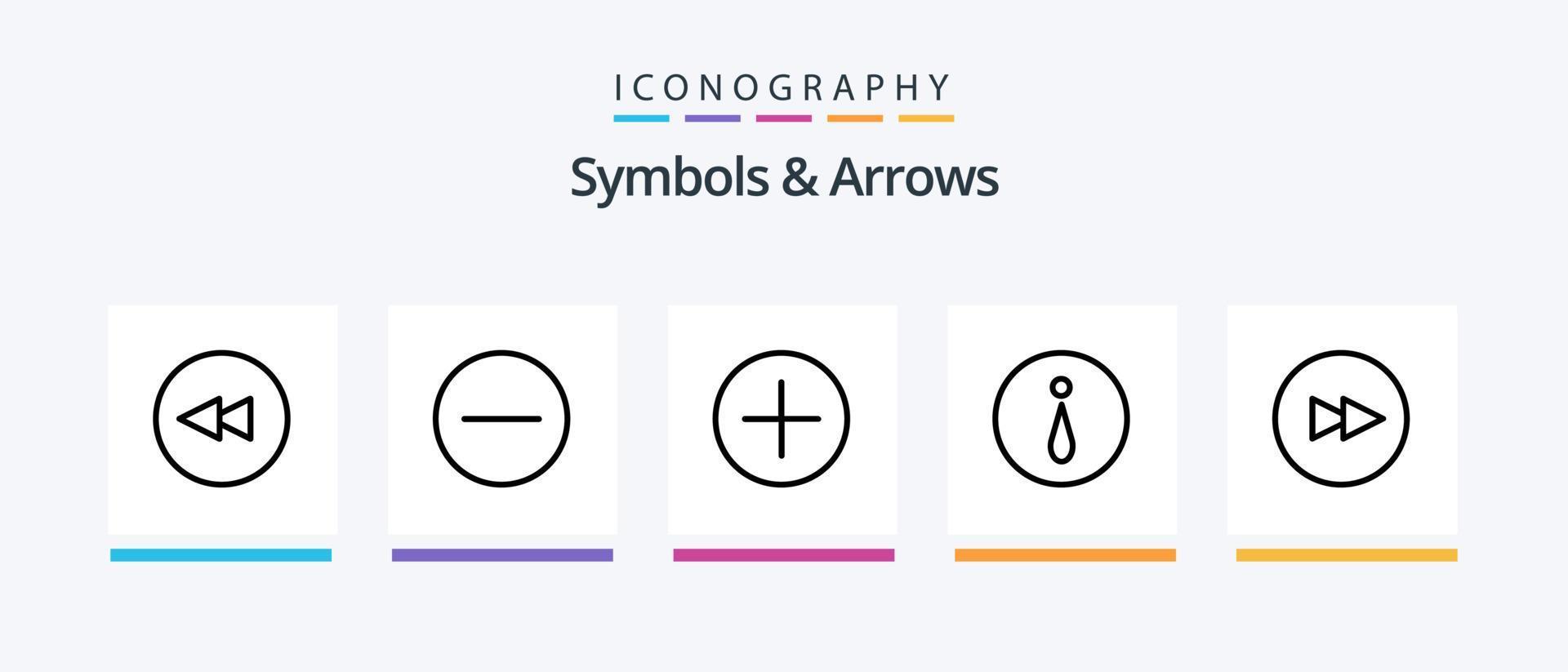 symboles et flèches ligne 5 pack d'icônes comprenant. droite. bas. flèche. conception d'icônes créatives vecteur