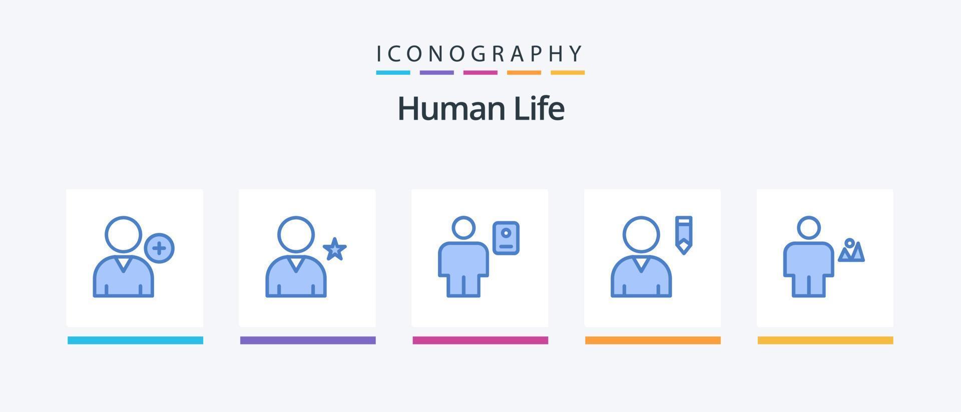 pack d'icônes bleu humain 5, y compris le pays. avatar. corps. utilisateur. modifier. conception d'icônes créatives vecteur