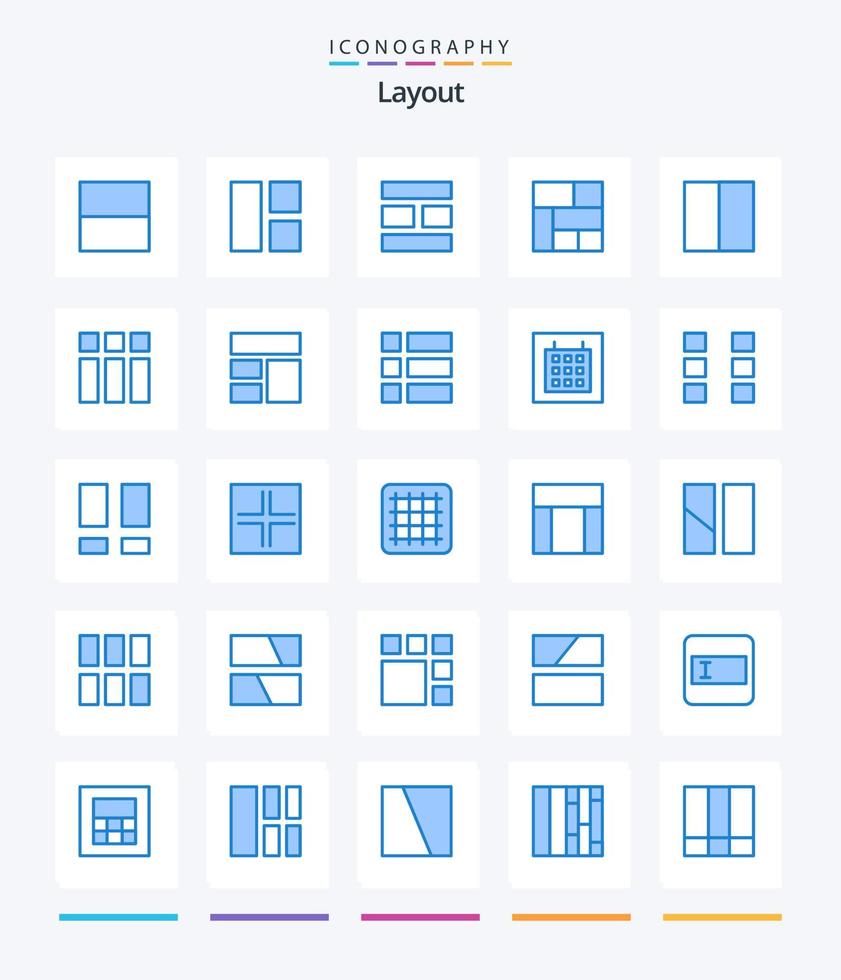 mise en page créative 25 pack d'icônes bleues telles que la mise en page. cadre. mise en page. collage. mise en page vecteur