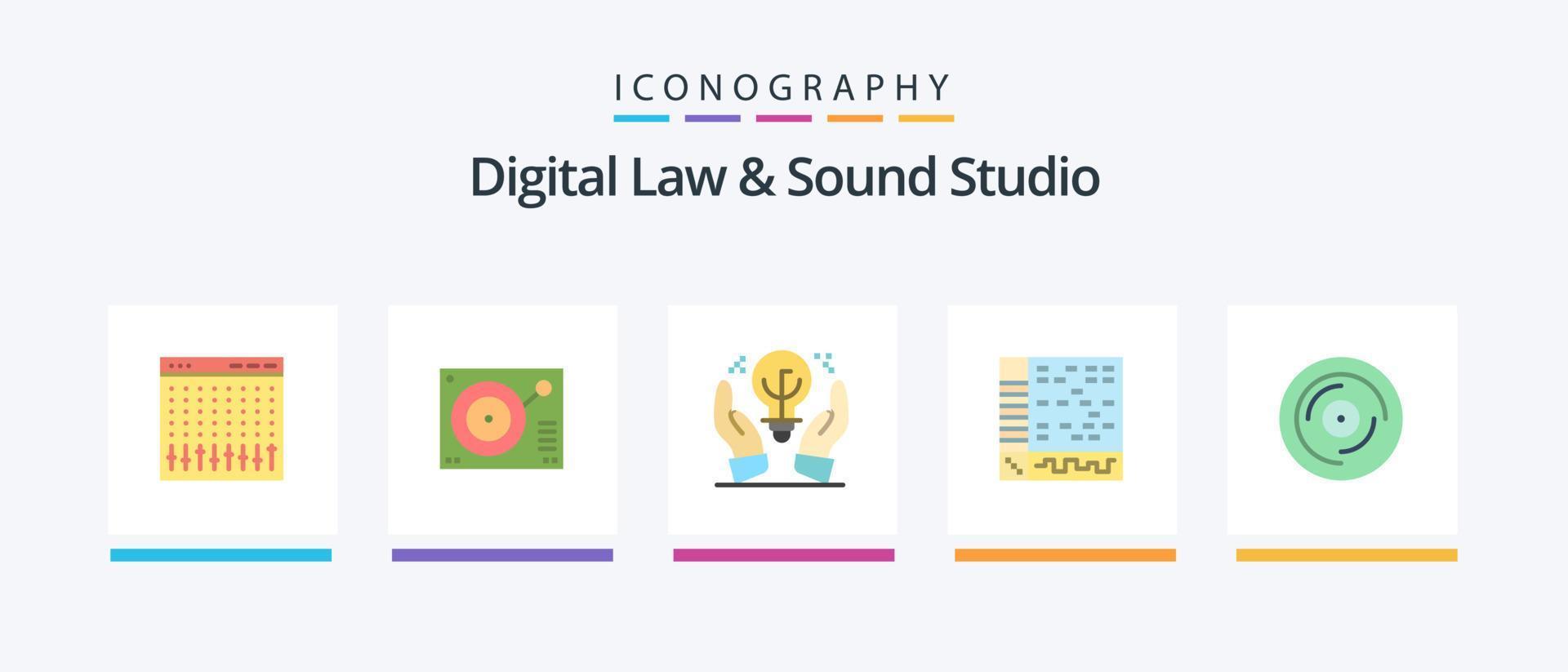 loi numérique et studio de son pack d'icônes plat 5 comprenant un ordinateur. application. joueur. ableton. idée. conception d'icônes créatives vecteur