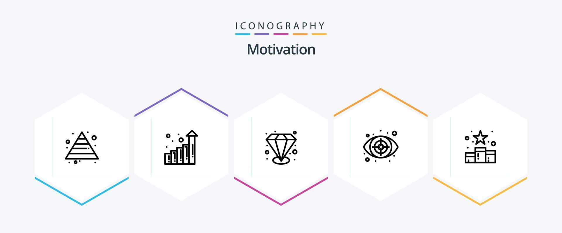 pack d'icônes de motivation 25 lignes, y compris social. notation. valeur capable. position. cible vecteur